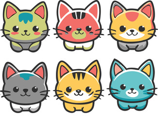 Fototapeta premium Adorable Cat Stickers A Collection of Cute and Playful Designs