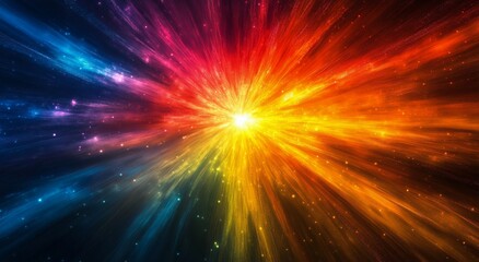 Fototapeta premium Vivid explosion of colors radiating outward against a dark cosmic background
