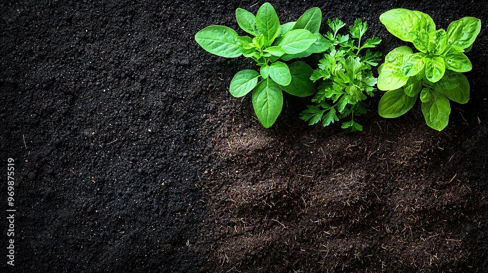 Poster green plants emerge from the soil atop a mound of dirt