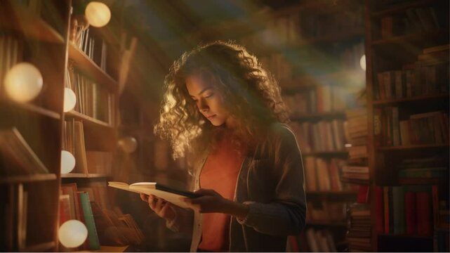 VIDEO OF GIRLS STUDYING IN AN OLD LIBRARY