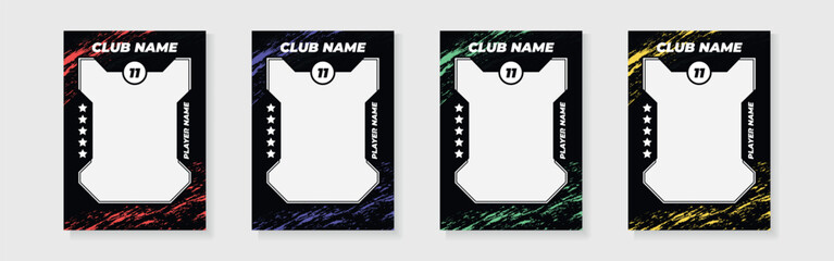 trading card template design for sports, picture frame for player performance, photo frame or border collection for hockey, basketball and football player, sports flyer design, template eps 10.  © Graphaxil