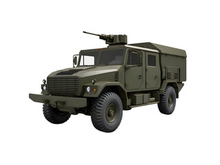 Obraz premium Rugged Armored Military Vehicle with Reinforced Frame, Ideal for Transport and Patrol in Challenging Environments, Isolated for Versatile Use