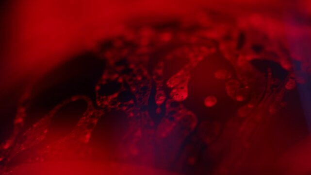 Red liquid, fluid movement, plasma,, dark horror background, geometric background, liquid structure, scary atmosphere