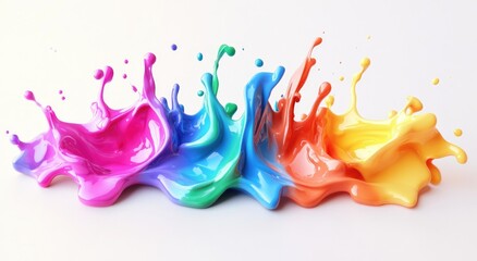 Colorful Liquid Splashes on White Background.