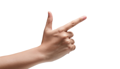 A hand mimicking a gesture of pointing or signaling, perfect for concepts of communication or directionality in visuals.