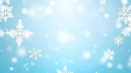 Light blue winter background with snowflakes and copy space, perfect for the holiday season, Christmas, and New Year themes.