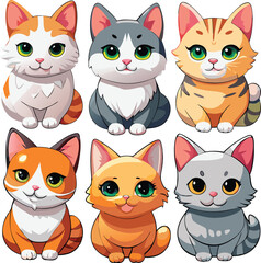 Fototapeta premium Adorable Cat Stickers A Collection of Cute and Playful Designs