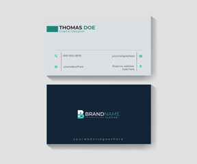 Double-Sided, vector, horizontal, modern presentation card,  minimal , modern, bold,simple,  clean, logo,Blue business card or visiting card Template vector design for business and personal use.