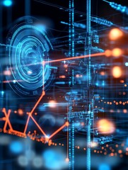 An abstract digital illustration depicting a complex network of data flow, connectivity, and technological infrastructure. The image symbolizes concepts such as innovation, communication, interconnect
