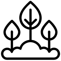 Obraz premium Stylized three green plants icon in minimalistic black and white design representing ecology and nature