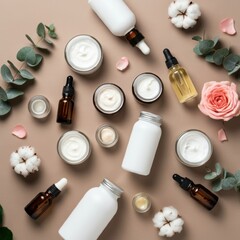 Obraz premium Clay mask on pink bakground, skincare product.