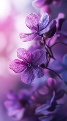 Naklejka premium Purple hydrangea flowers in soft focus, dreamy