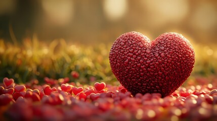 Fototapeta premium A Heart of Hearts A 3D Rendering of a Heart Made of Tiny Hearts, Red Heart, Romantic Concept, Love, Valentine's Day