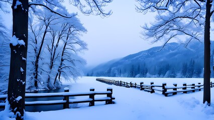 winter landscape with trees and snow