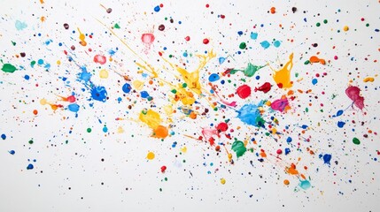 Abstract Colorful Paint Splatter on White Background, acrylic paint, white background, abstract...