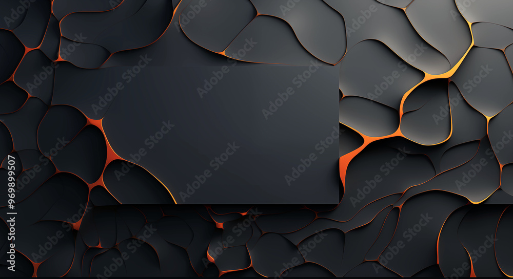 Wall mural a black and orange background with a black square in the middle. there is space for text.