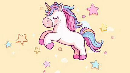 Adorable unicorns with cute kawaii character designs in a vibrant cartoon vector illustration, crafted into a seamless pattern. Perfect for children's clothing, playful home decor