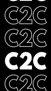 Text "C2C" appears repeatedly, filling the screen width, with outline and filled variations.