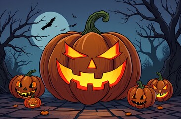 Pumpkin carved in halloween styl