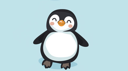 Obraz premium Adorable penguins featuring cute kawaii character designs in a vibrant cartoon vector illustration. Perfect for playful textiles, children's products, and cheerful winter-themed decor.
