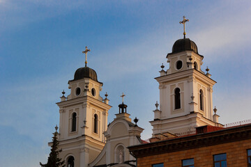 MINSK BELARUS - September 10, 2024: domes of the Cathedral of the Holy Virgin Mary