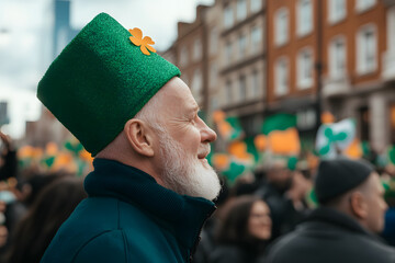 Diverse Group of People Celebrating St. Patrick's Day, Festive Atmosphere and Cultural Celebration