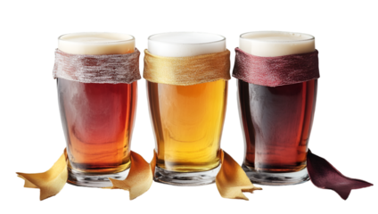 a group of glasses of beer. 