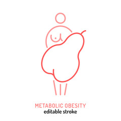 Intra-abdominal fat icon. Truncal obesity line pictogram