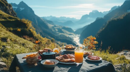 Savoring a delicious breakfast surrounded by the breathtaking beauty of the mountains