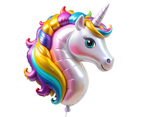 Single unicorn balloons isolated on a transparent or white background