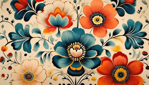 Traditional modern minimal colorful hand-painted tole design for a canal boat or a narrow boat.