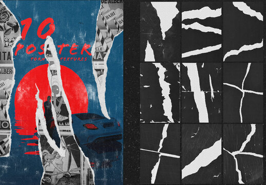 10 Torn Paper Textures Isolated For Poster Design