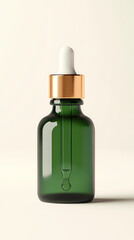 Fototapeta premium Green glass skincare bottle display