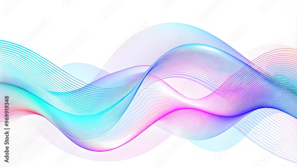 Poster abstract wave design. futuristic particle concept with blue dotted lines and smooth low poly grid, o