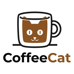 coffee cat minimalist logo design