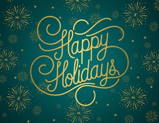 Happy Holidays Green Postcard Collection - Festive Greeting Cards.