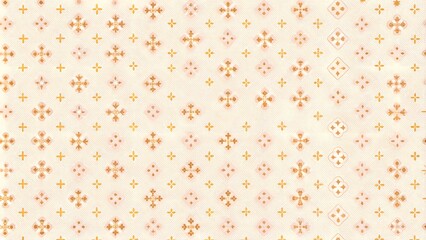 Gold modern minimal floral geometric seamless pattern. Simple vector gold and pink abstract background with small flowers, tiny crosses, grid, and lattice. Subtle minimalist repeat texture.