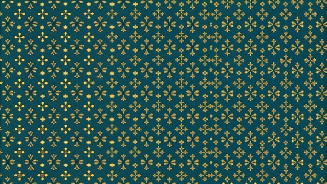 Golden mode minimalist seamless pattern. Subtle minimal geometric texture. Simple dark green and gold abstract background with small shapes, dots, lines, grid. Luxury repeated decorative design.