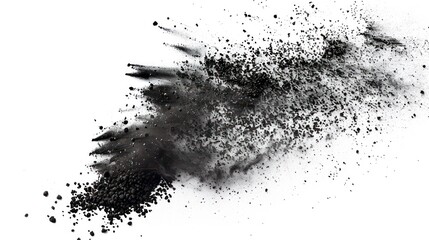 Obraz premium Black powder explosion isolated on white background.