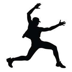 Fototapeta premium a male dancer in a performing pose. The silhouette should showcase the man in a dancing pose, isolated on a white background 