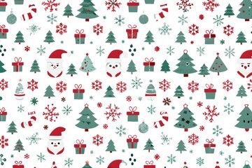 Seamless Christmas and New Year`s pattern. Winter and Christmas elements. Wrap for gifts. Doodle style. New Year's Christmas pattern.