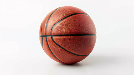 Obraz premium Basketball isolated on a white background, symbolizing team leisure activity and fitness, featuring a leather ball used in dribbling and passing during competition tournaments.