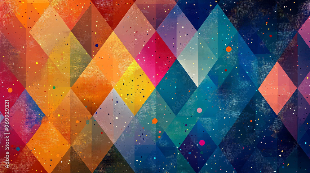 Wall mural a colorful background with dots arranged in triangles that create a wide, abstract view.