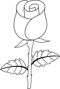 recommend clip art: Rosebud outline only - Illustration of a blooming rose.