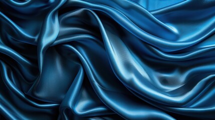 Fototapeta premium Rich blue silk flowing gracefully against a vibrant backdrop in a softly lit setting