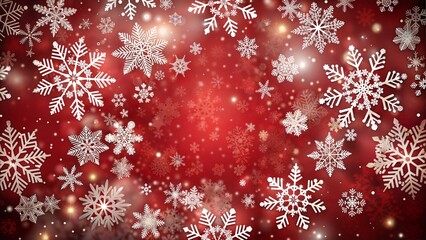 Red and white snowflake pattern on festive background