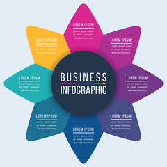 Business Infographic circle design 8 steps, objects, elements or Options infographic business information template
