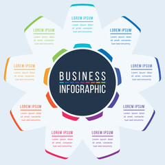 9 Steps Infographic circle design 9 steps, objects, elements or Options infographic business information template