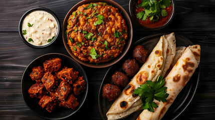 Top Down View Group South Indian Food Like Masa