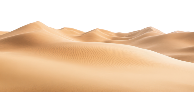 Golden sand dunes isolated on transparent background, copy space for text. - Powered by Adobe